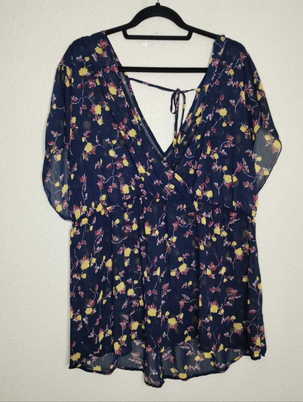 Torrid Navy Floral Chiffon Babydoll Top Plus Size 3X - Picture 2 of 7